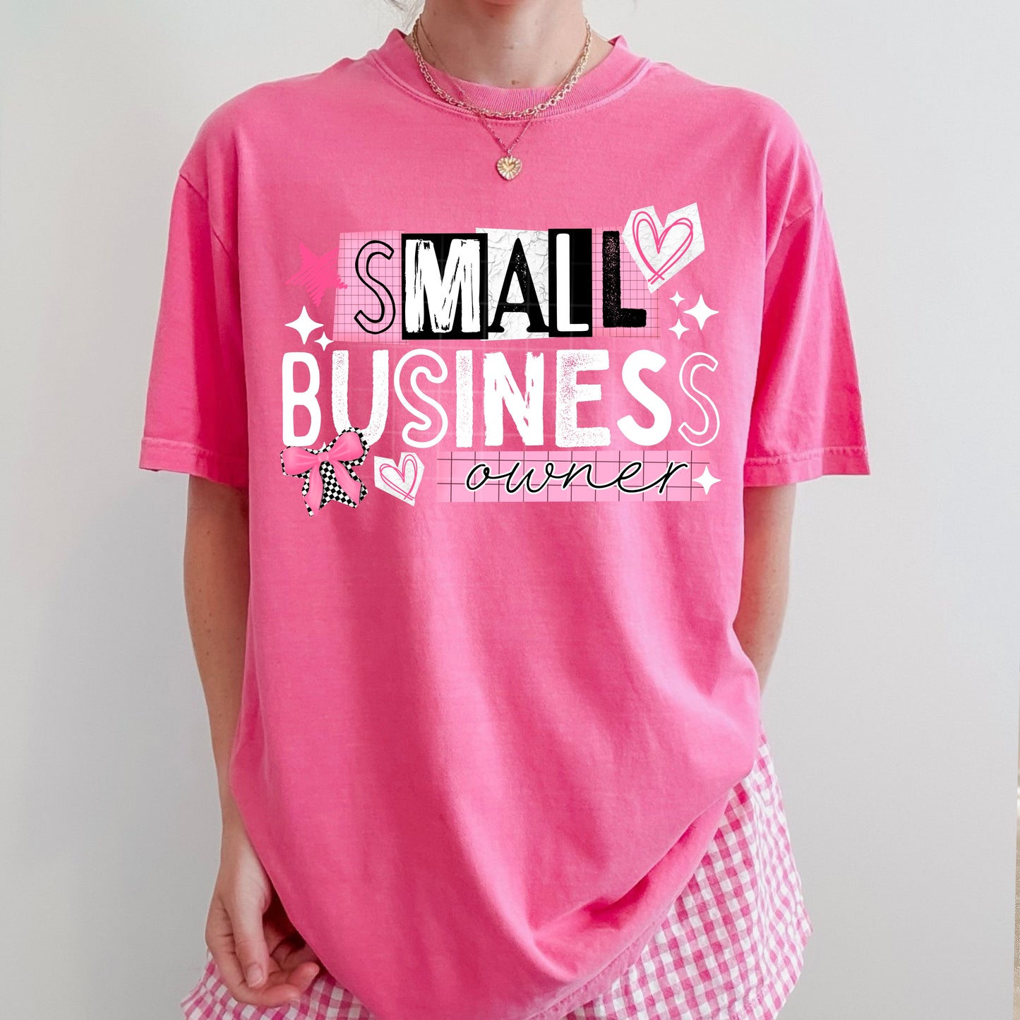 Small Business Pink White Text-Ready to Press Transfer
