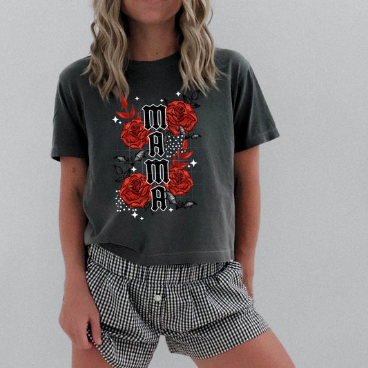 Mama Stacked Roses White Accents-Ready to Press Transfer