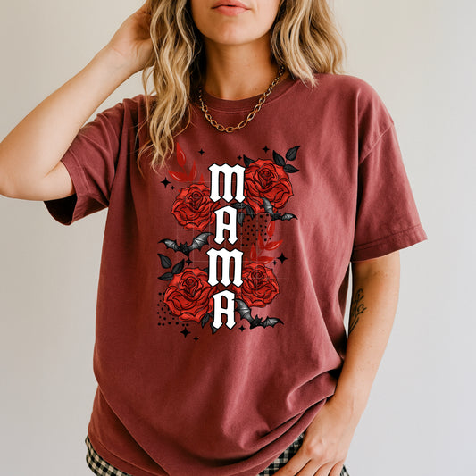 Mama Stacked Roses Black Accents-Ready to Press Transfer