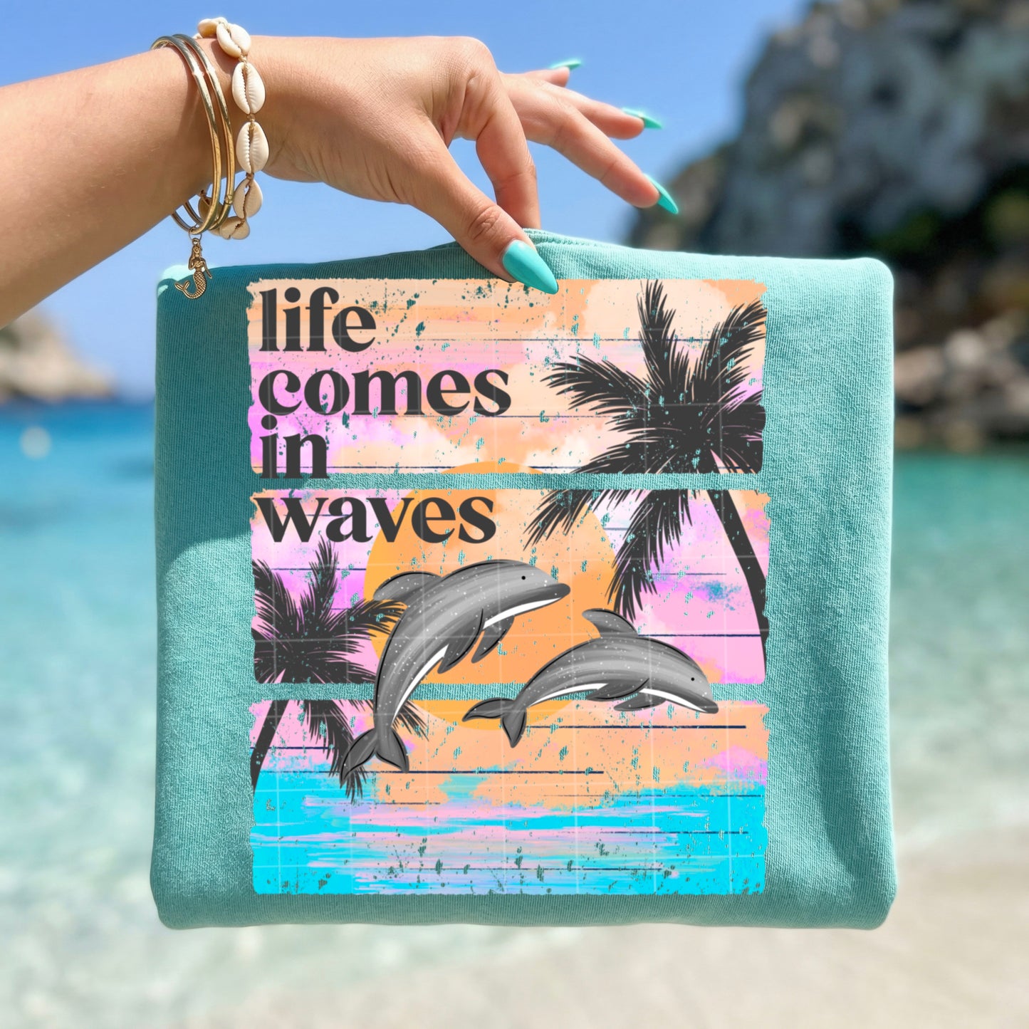 Life Comes in Waves Dolphin-Ready to Press Transfer