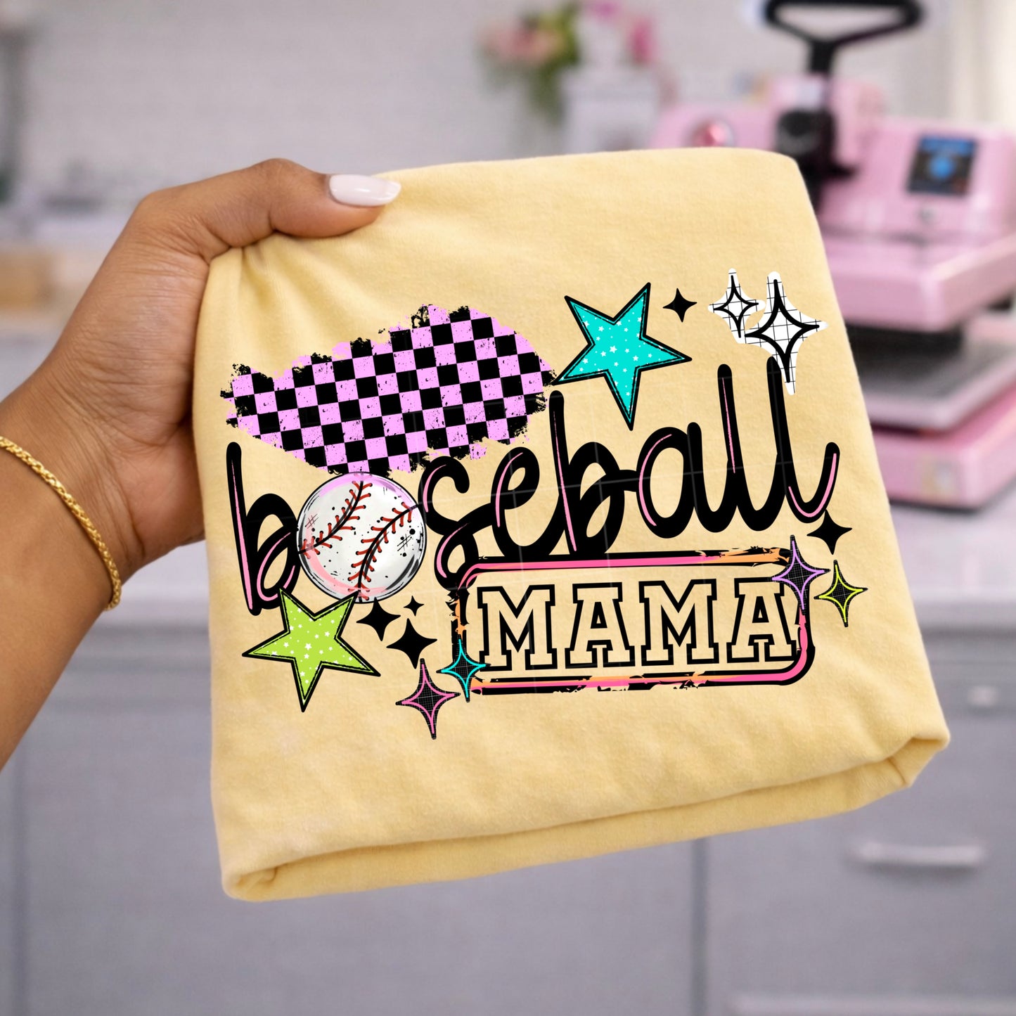 Baseball Mama Colorful-Ready to Press Transfer