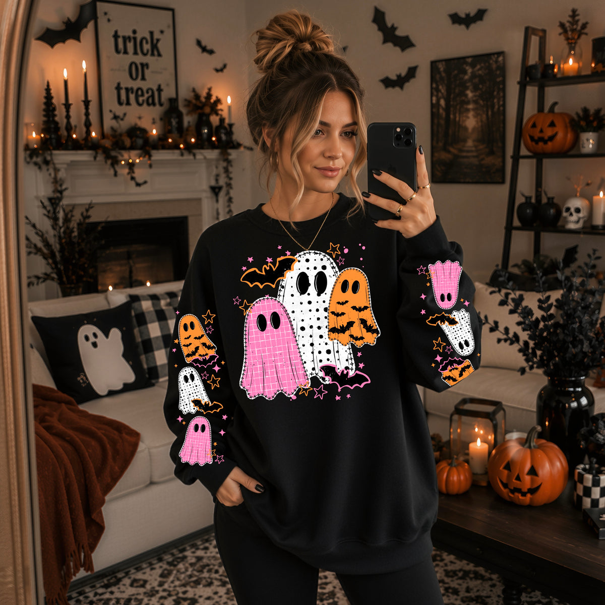 Pink & Orange Ghosties-Ready to Press Transfer
