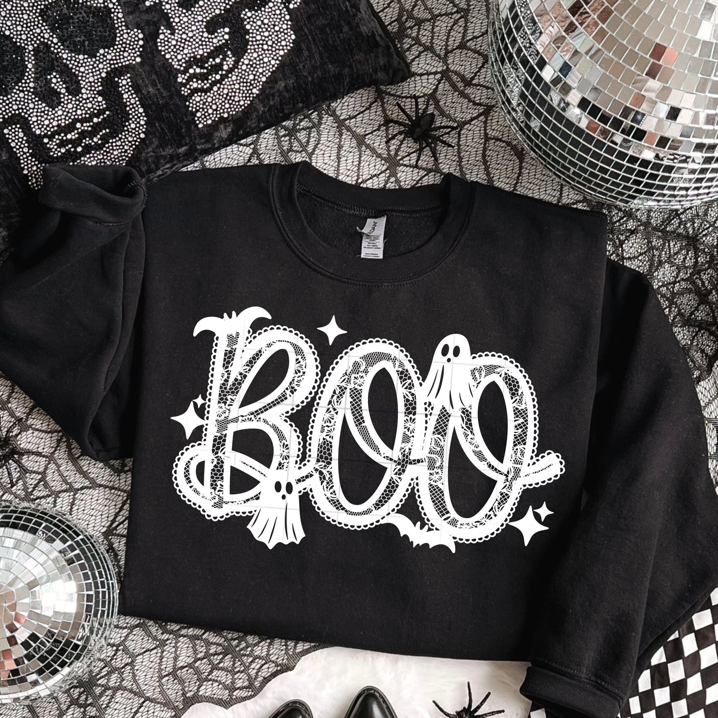 Boo Lace White-Ready to Press Transfer