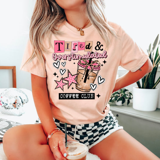 Tired Coffee Club Black-Ready to Press Transfer
