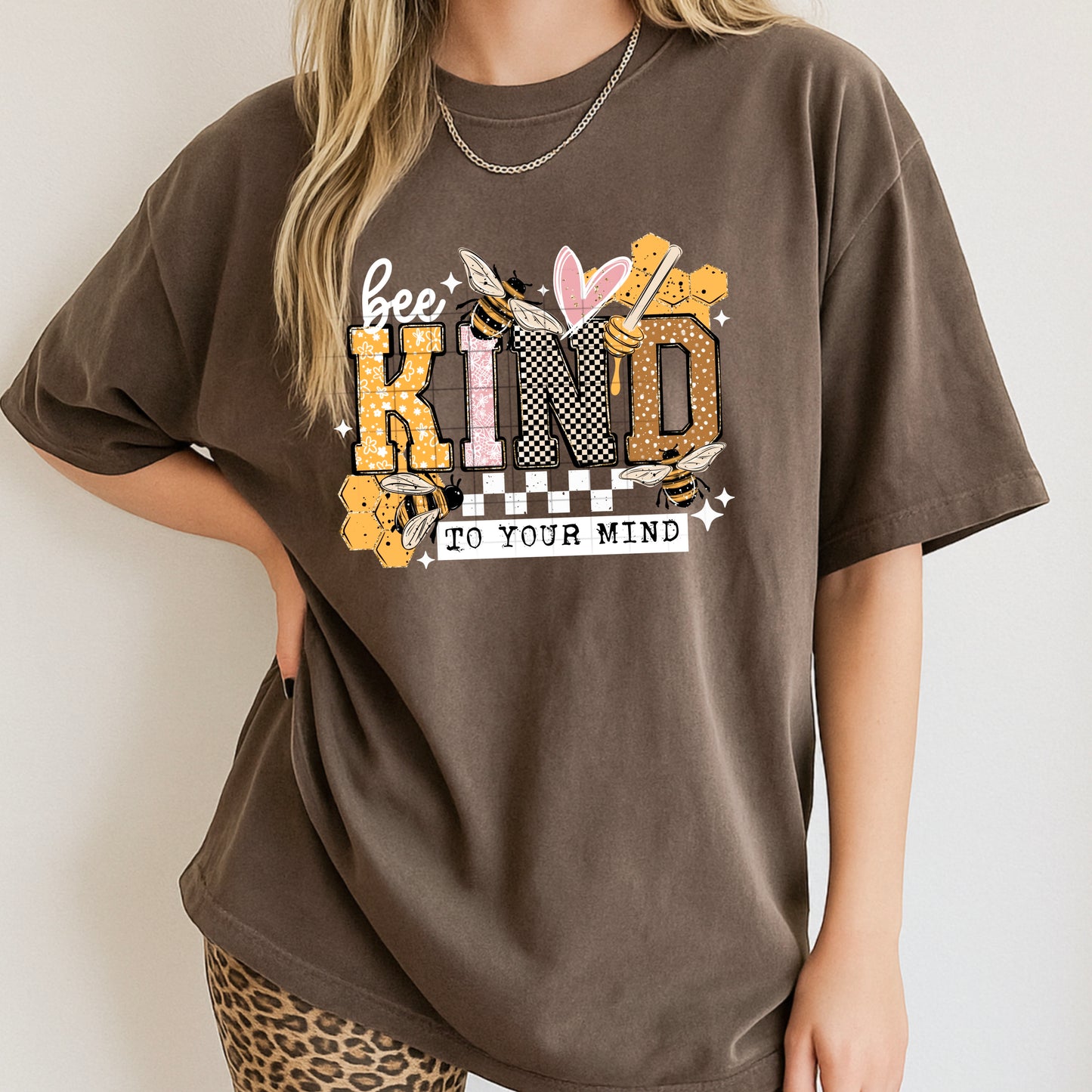 Bee Kind to Your Mind White-Ready to Press Transfer