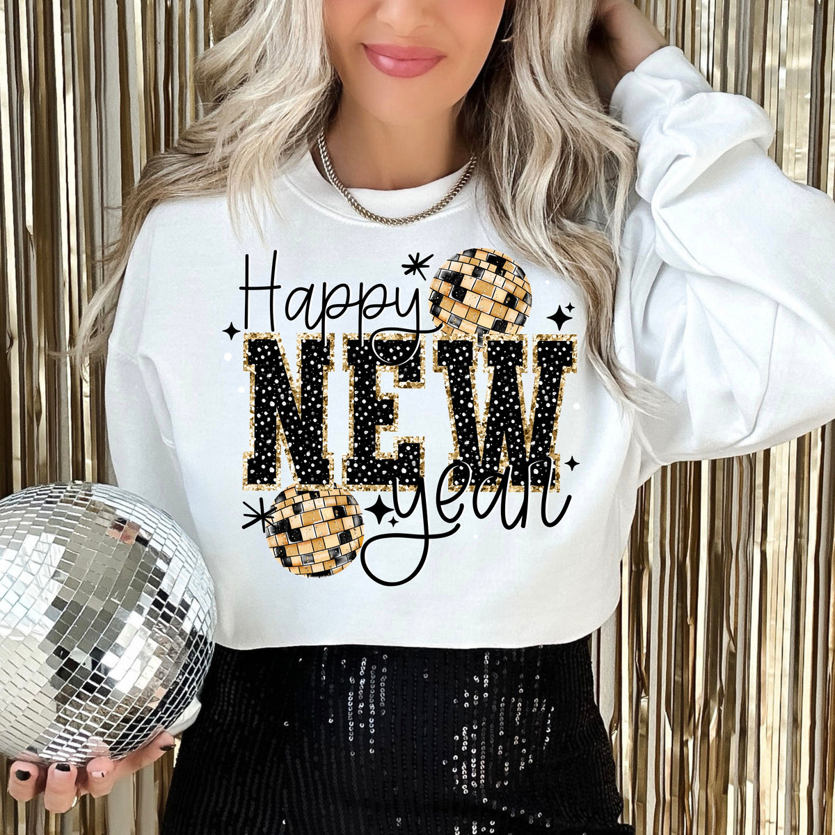 Happy New Year Black-Ready to Press Transfer