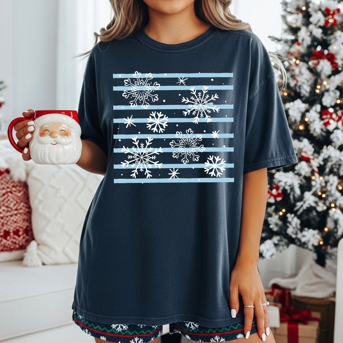 Snowflake Stripes-Ready to Press Transfer