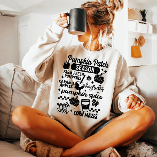 Pumpkin Patch Season Single Color Black-Ready to Press Transfer