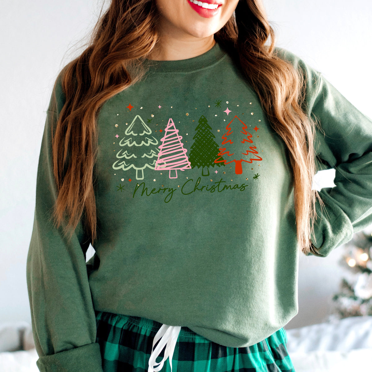 Merry Christmas Trees Green-Ready to Press Transfer