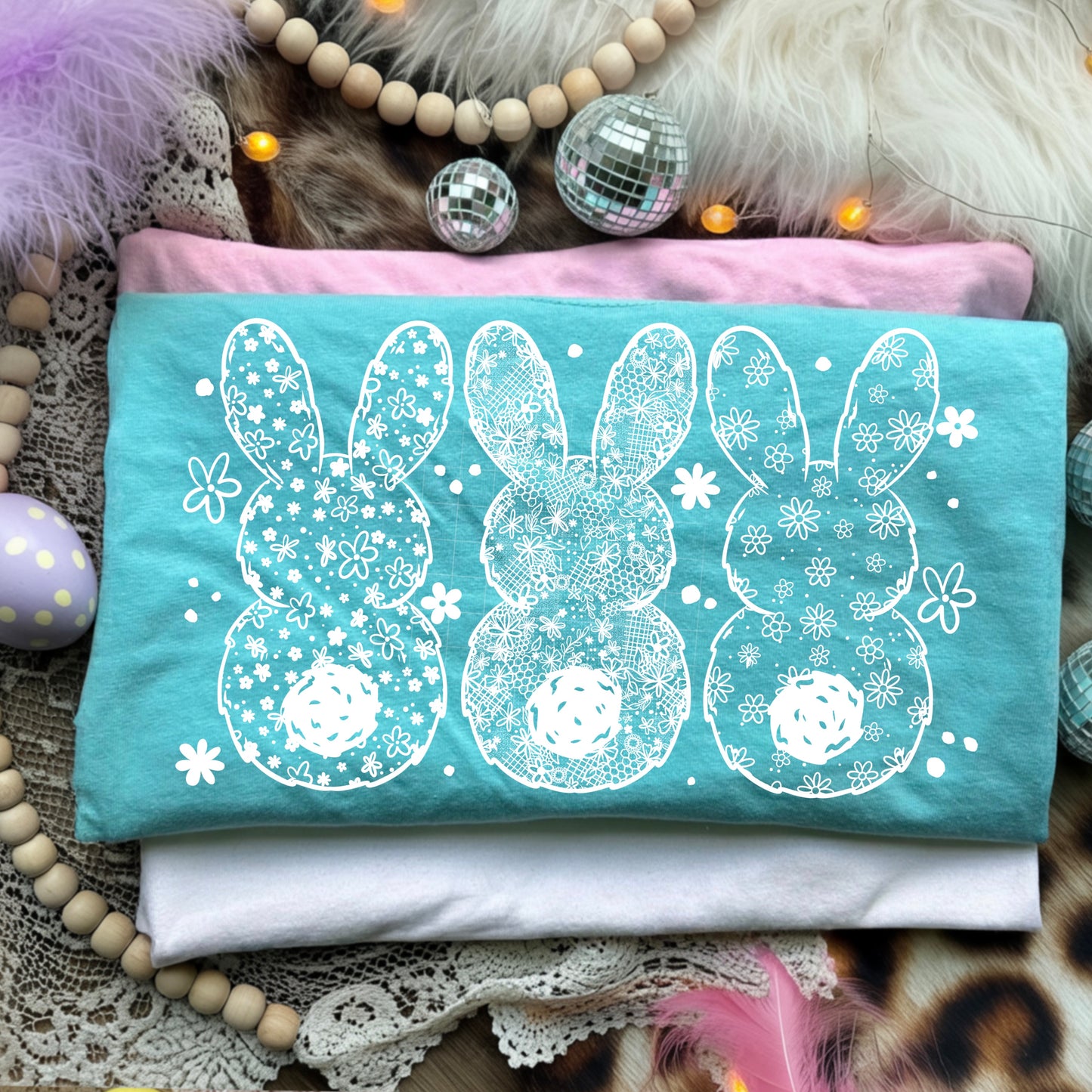 Bunnies White single color-Ready to Press Transfer