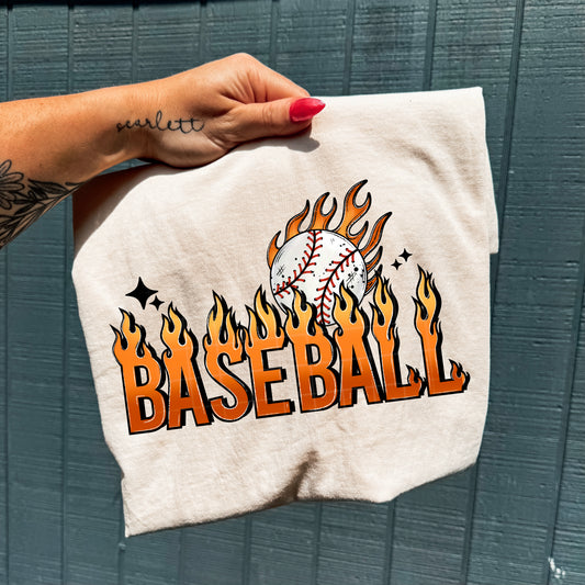 Baseball Flame-Ready to Press Transfer
