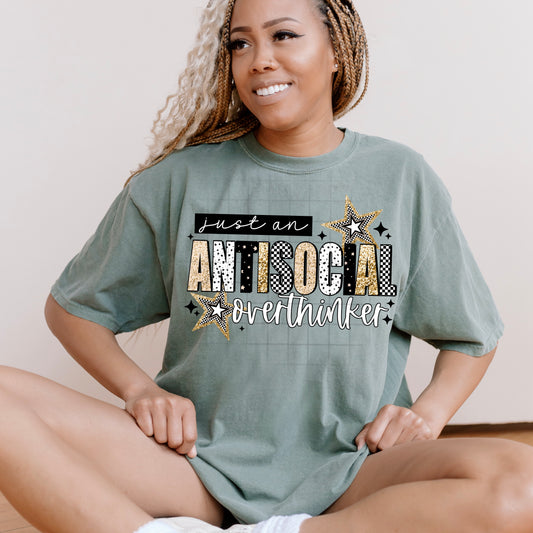 Antisocial Overthinker Black Accents-Ready to Press Transfer