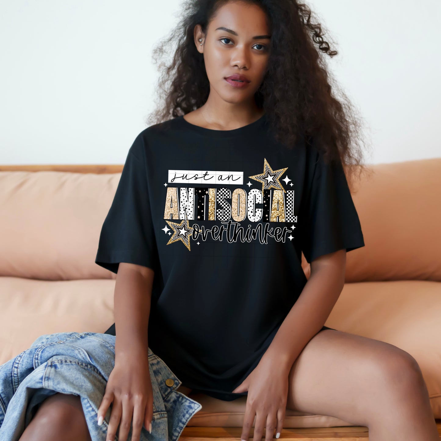 Antisocial Overthinker White Accents-Ready to Press Transfer