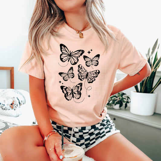 Black Butterflies Single Color-Ready to Press Transfer
