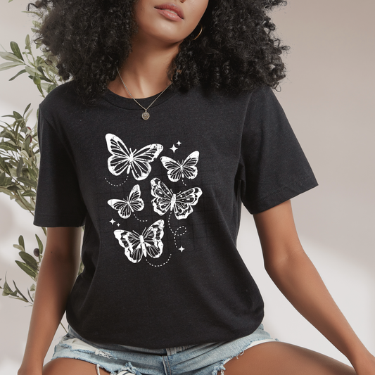 White Butterflies Single Color-Ready to Press Transfer