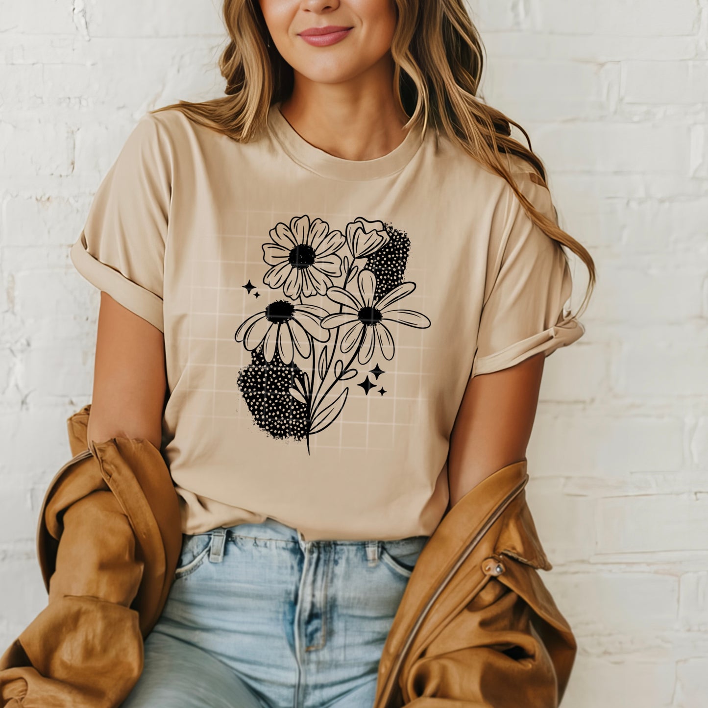 Floral Black Single Color-Ready to Press Transfer