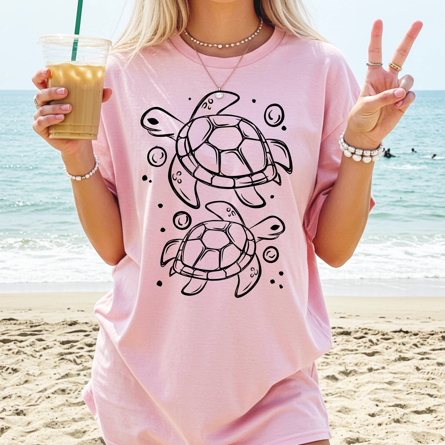 2 Turtles Black-Ready to Press Transfer