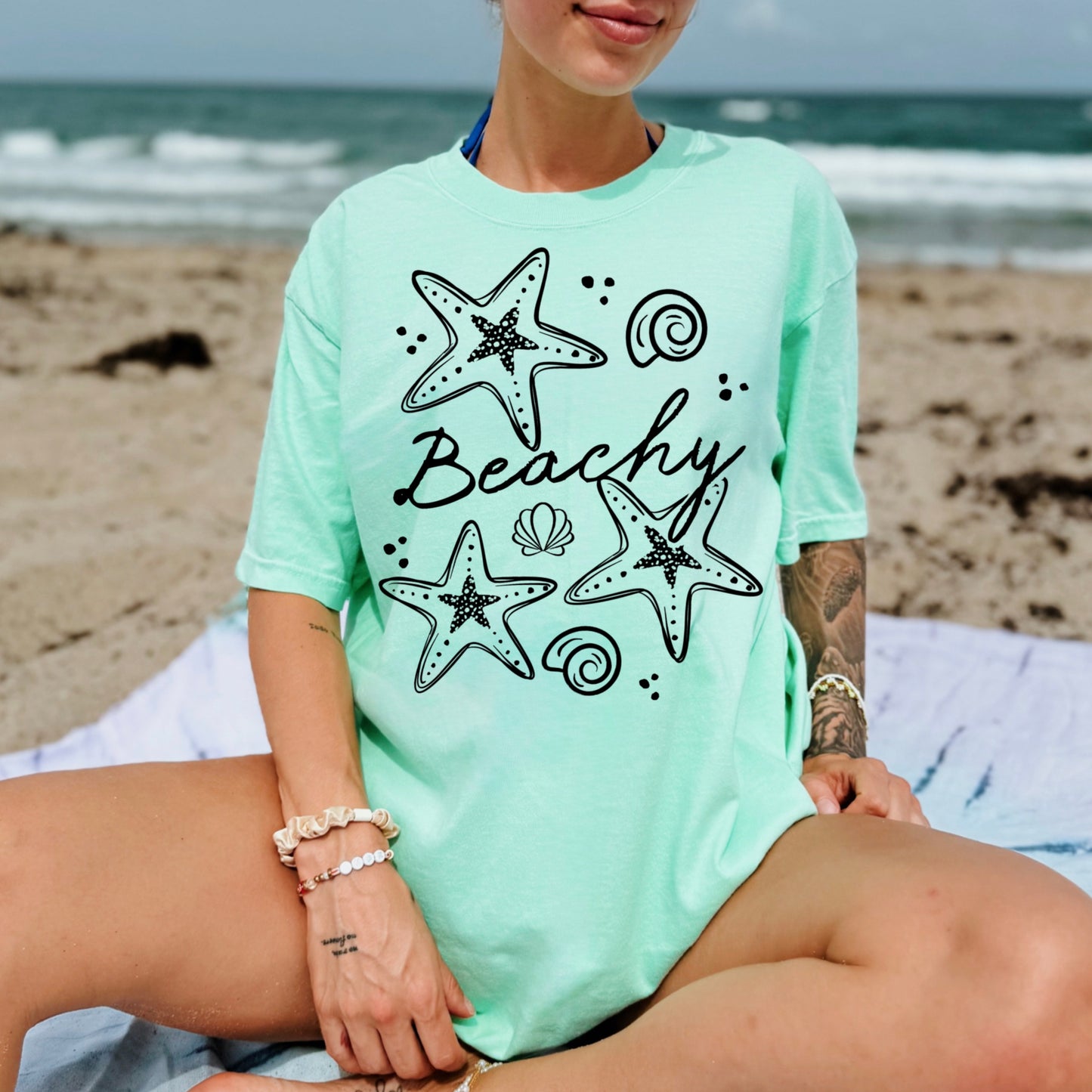 Beachy Starfish Black-Ready to Press Transfer