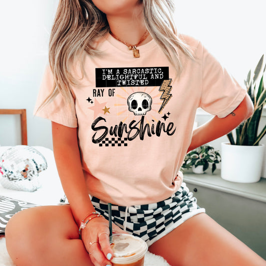 Sarcastic Twisted Ray of Sunshine Black Words-Ready to Press Transfer