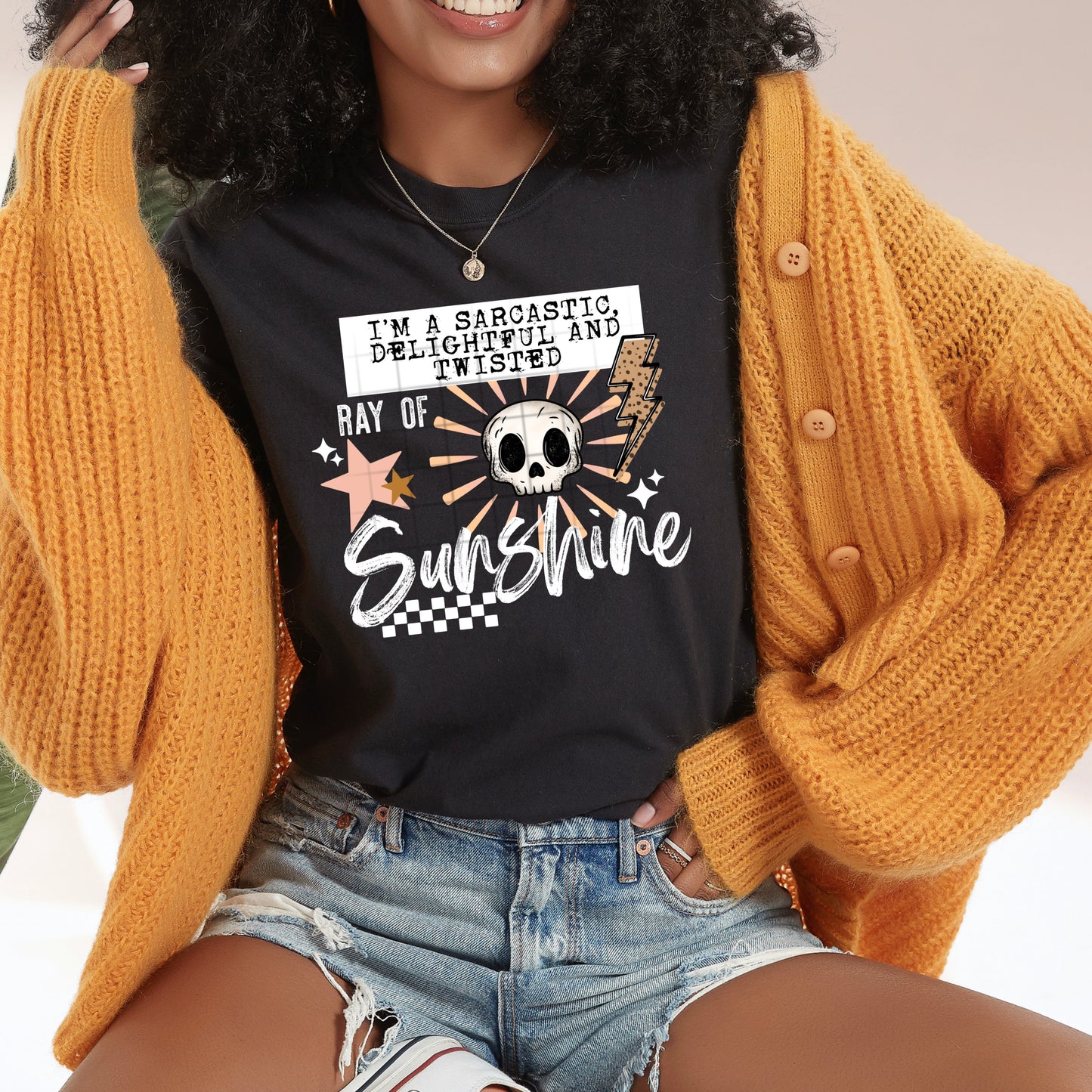 Sarcastic Twisted Ray of Sunshine White Words-Ready to Press Transfer