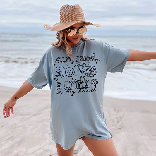 Sun Sand Drink Black-Ready to Press Transfer