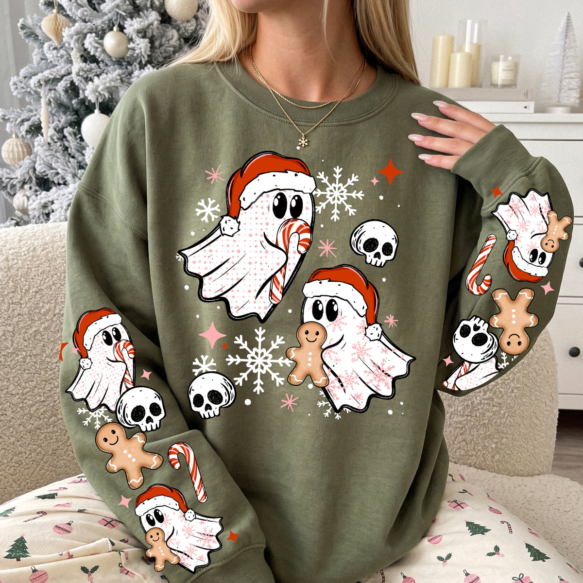 Christmas Ghosts with Gingerbread-Ready to Press Transfer