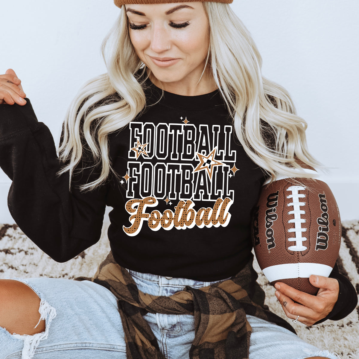 Football Stacked white-Ready to Press Transfer