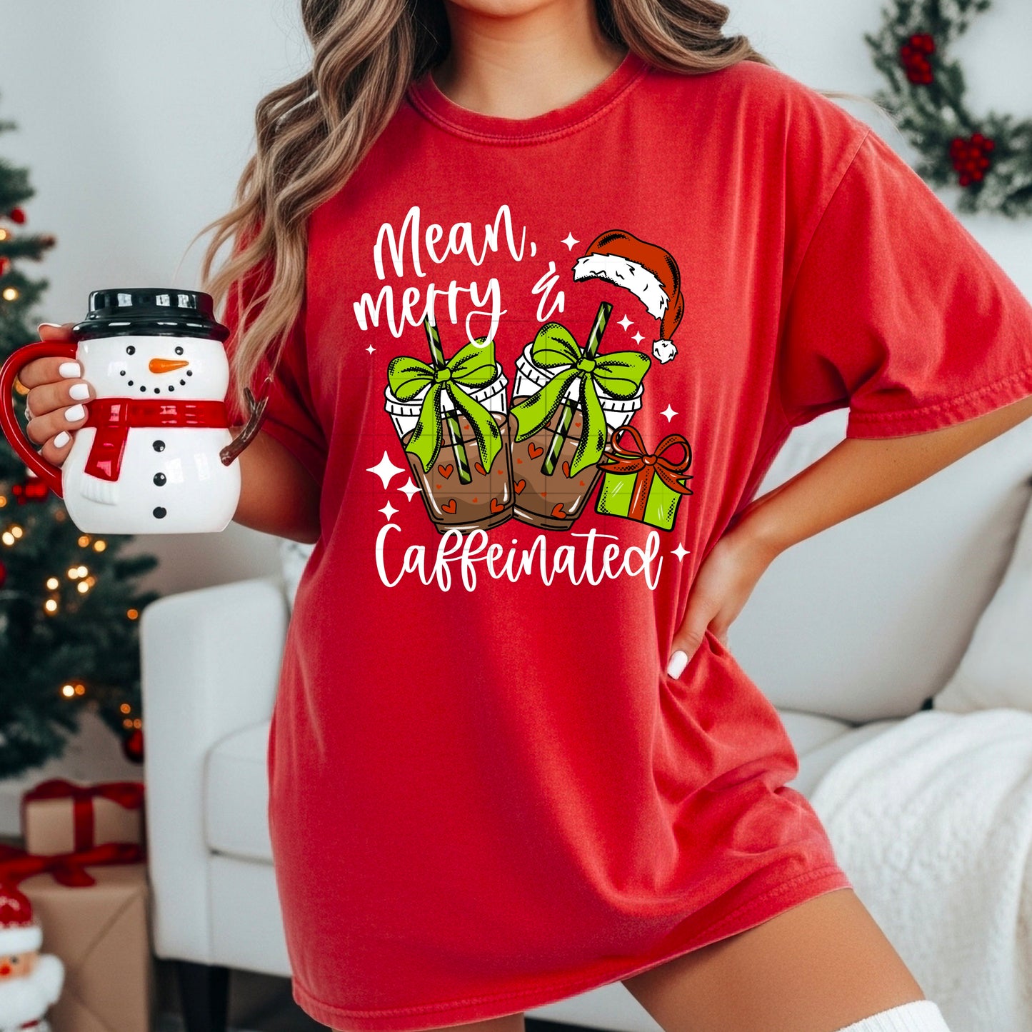 Mean Merry Caffeinated White-Ready to Press Transfer