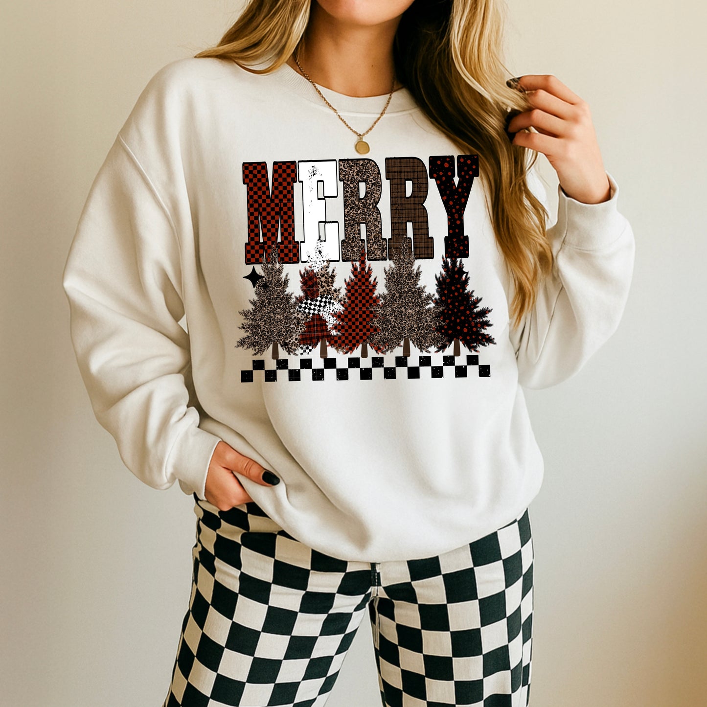 Merry Patterned Trees-Ready to Press Transfer