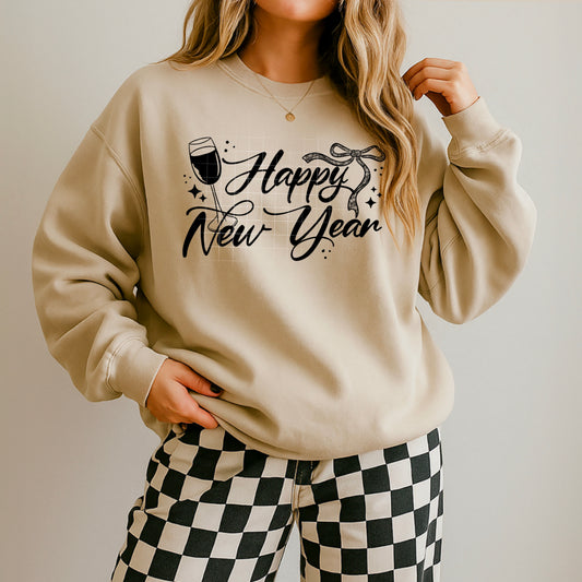 Happy New Years Single Color Black-Ready to Press Transfer