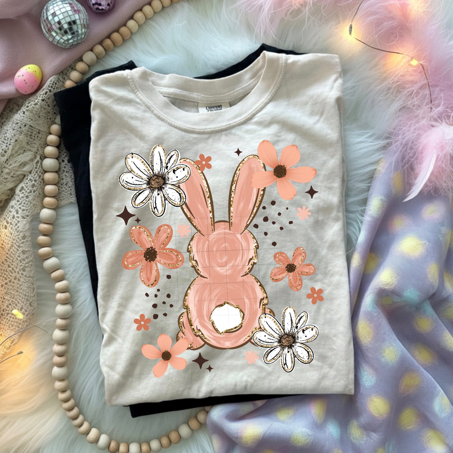 Blush Floral Bunny-Ready to Press Transfer