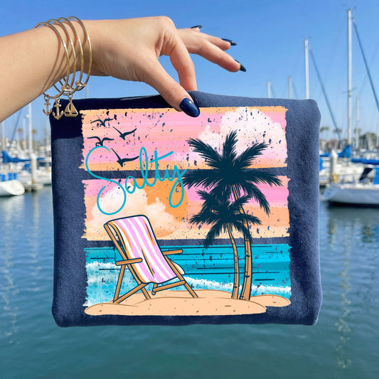 Salty with Beach Chair and Sunset-Ready to Press Transfer