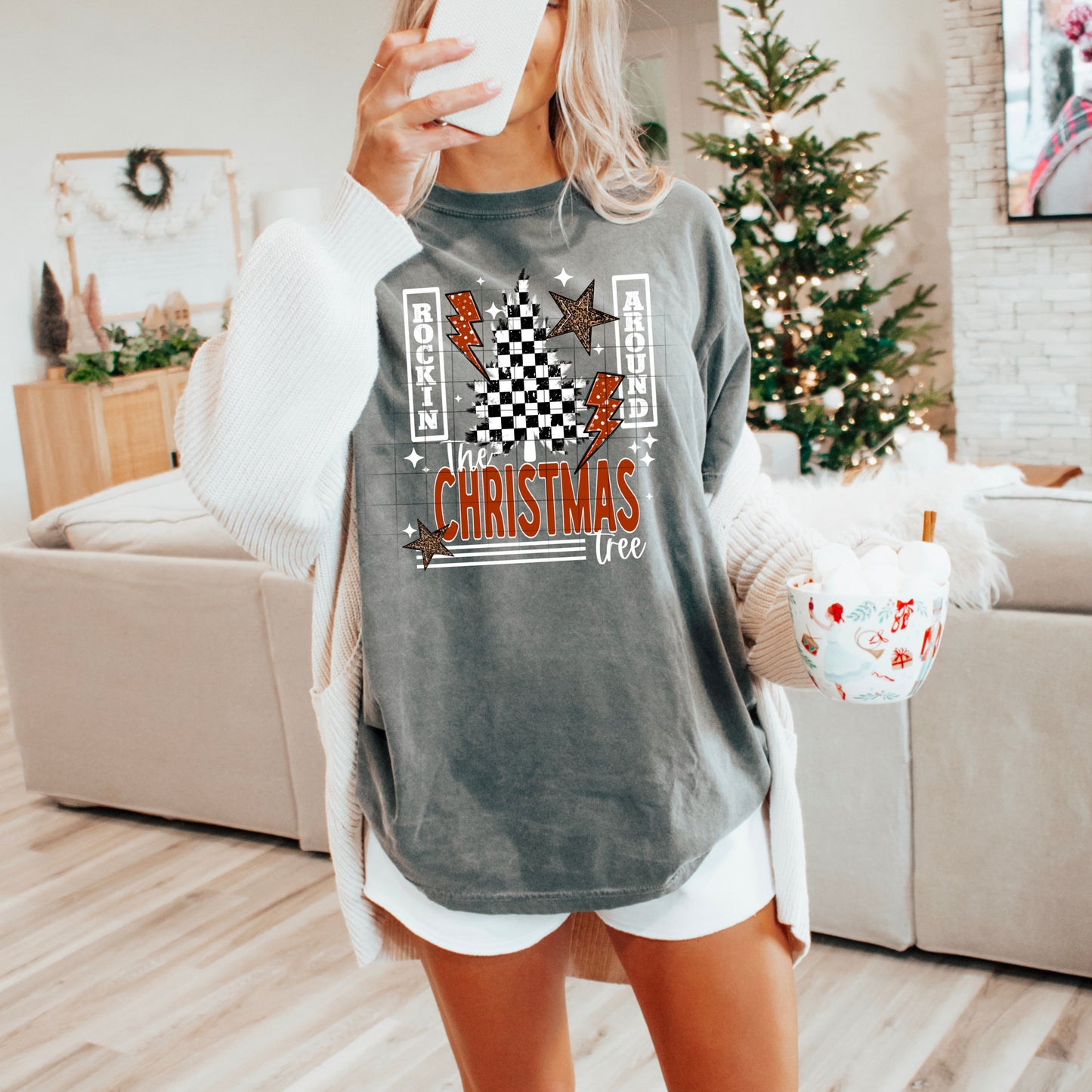 Rockin around Christmas Tree White-Ready to Press Transfer
