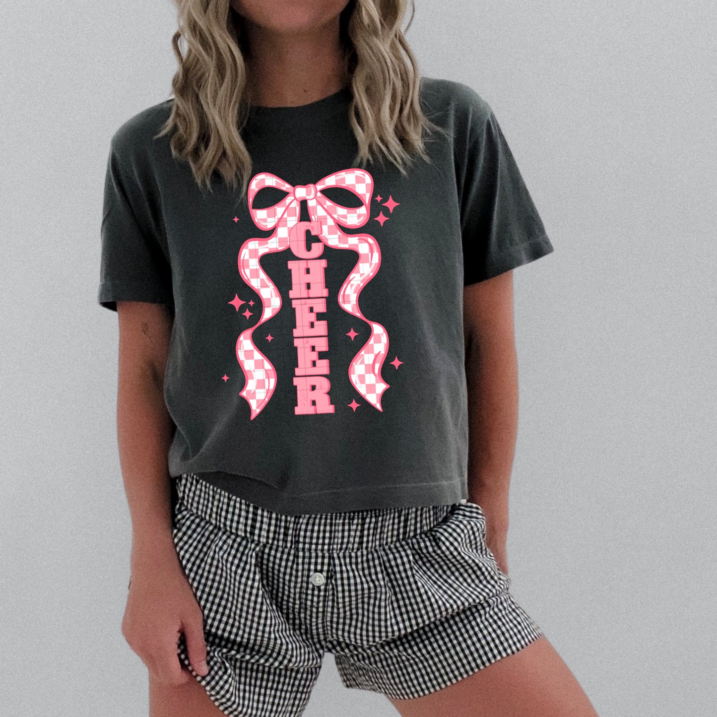 Cheer Checker Bow-Ready to Press Transfer