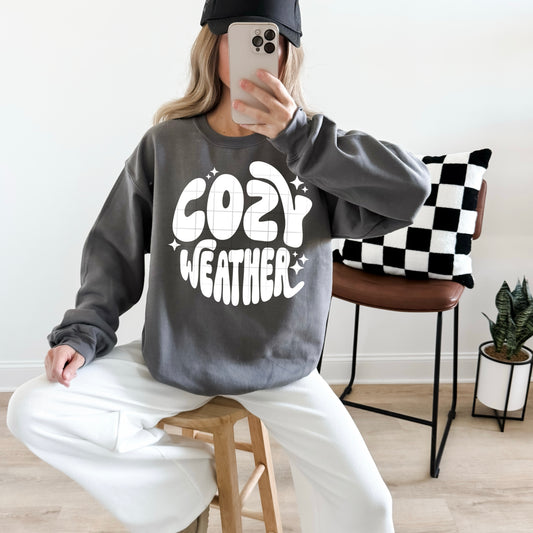 Cozy Weather Circle White-Ready to Press Transfer