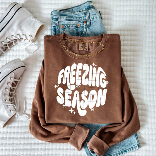 Freezing Season Circle White-Ready to Press Transfer