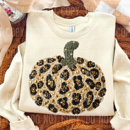LEOPARD PUMPKIN FAUX PEARLS-Ready to Press Transfer