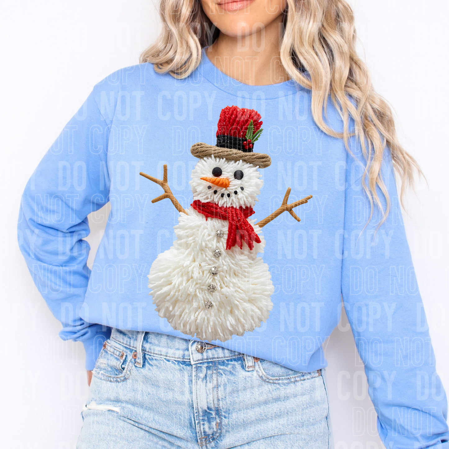 SNOWMAN FAUX YARN-Ready to Press Transfer