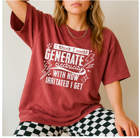 Generate Electricity Single Color White-Ready to Press Transfer