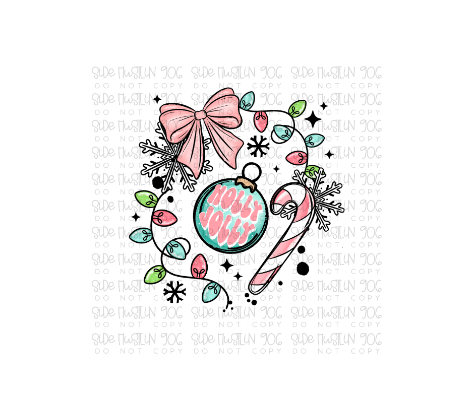 Holly Jolly Ornament-Ready to Press Transfer