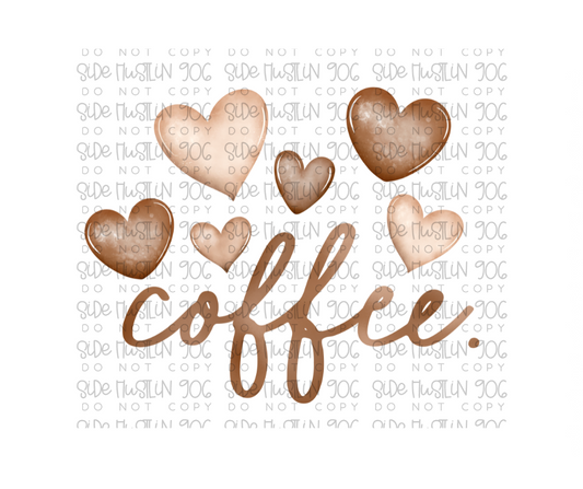 Coffee Hearts-Ready to Press Transfer