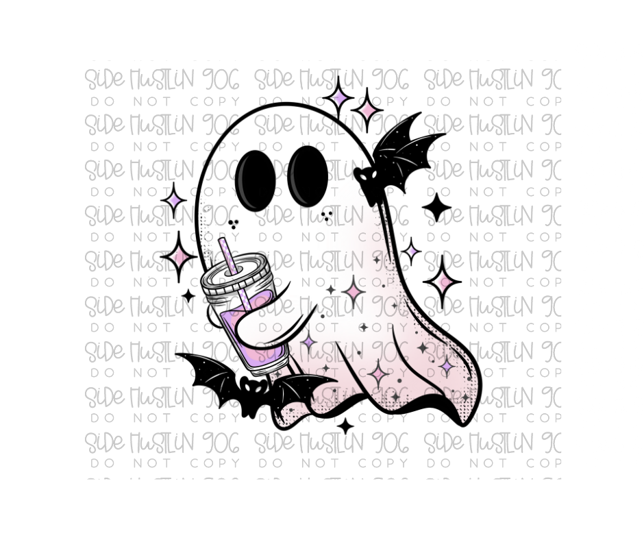 Iced Coffee Ghost No Words-Ready to Press Transfer