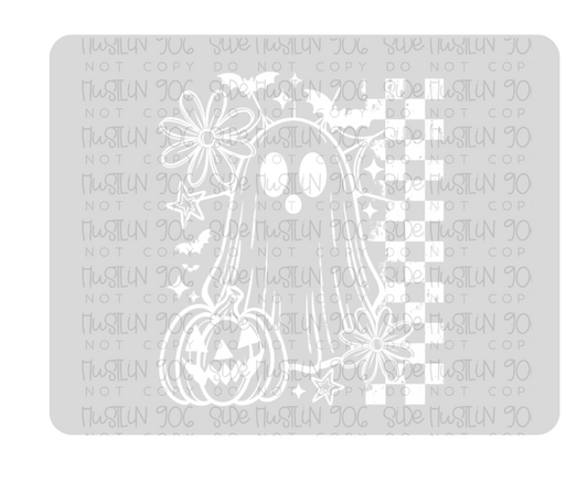 Single Color white Checker Ghost-Ready to Press Transfer