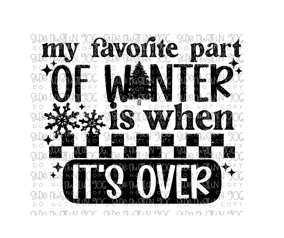 Winter over black-Ready to Press Transfer