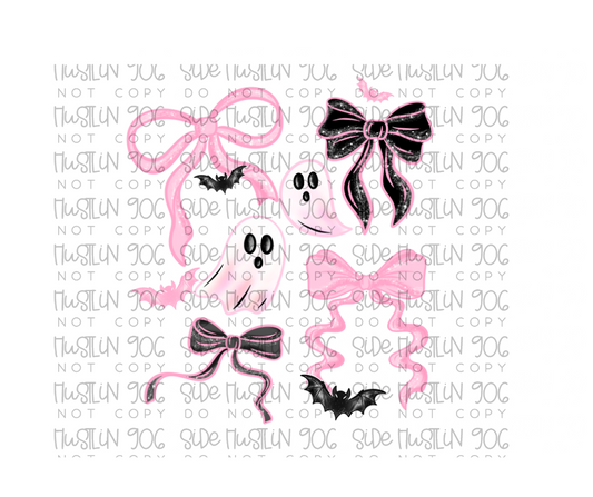 Pink Bows and Ghosties-Ready to Press Transfer