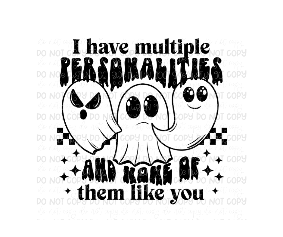 Multiple Personalities black single color-Ready to Press Transfer