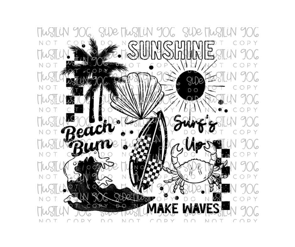Summer Single Color Collage-Ready to Press Transfer