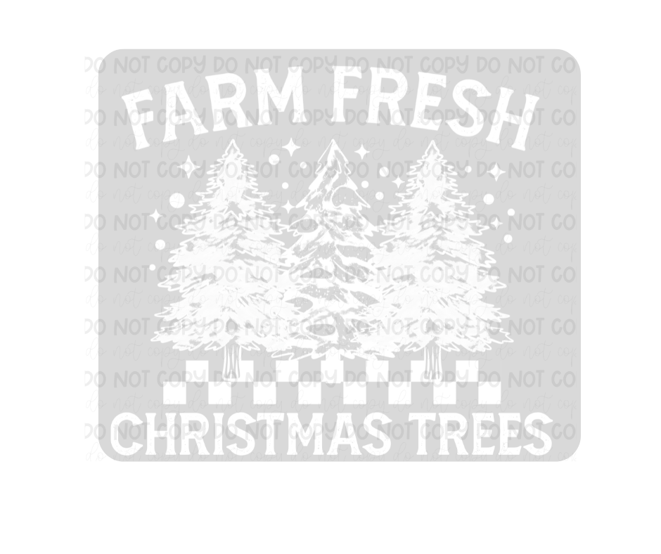 Farm Fresh Christmas Tree single color white-Ready to Press Transfer