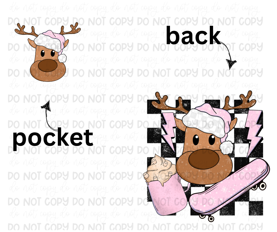 Pink Reindeer-Ready to Press Transfer