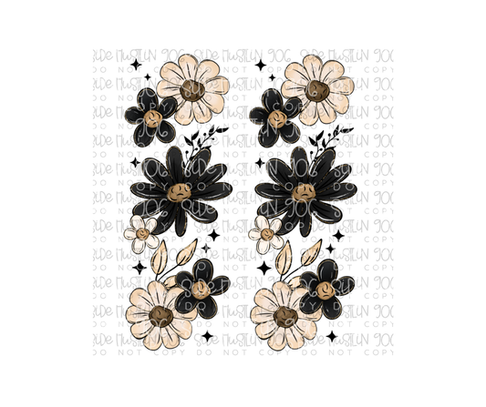 Black and Tan floral Sleeve-Ready to Press Transfer